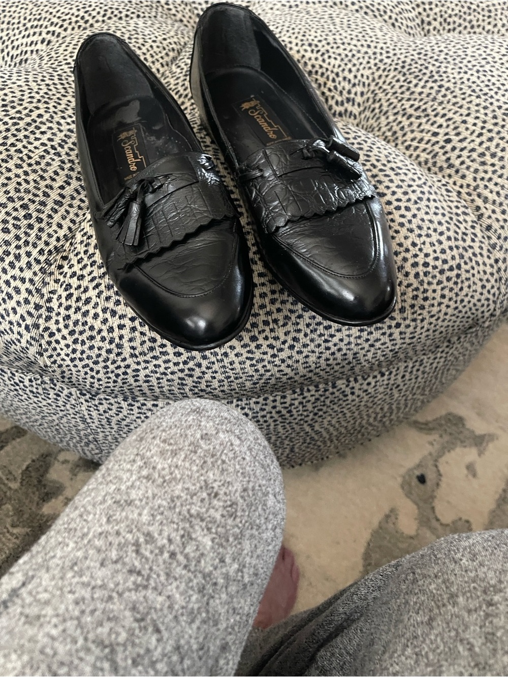 Men's Black Tassel Kiltie Slip-On Loafers